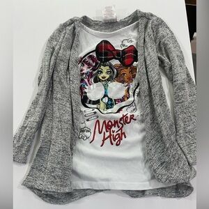 Monster High girls long sleeve sweater/shirt attached size 4/5